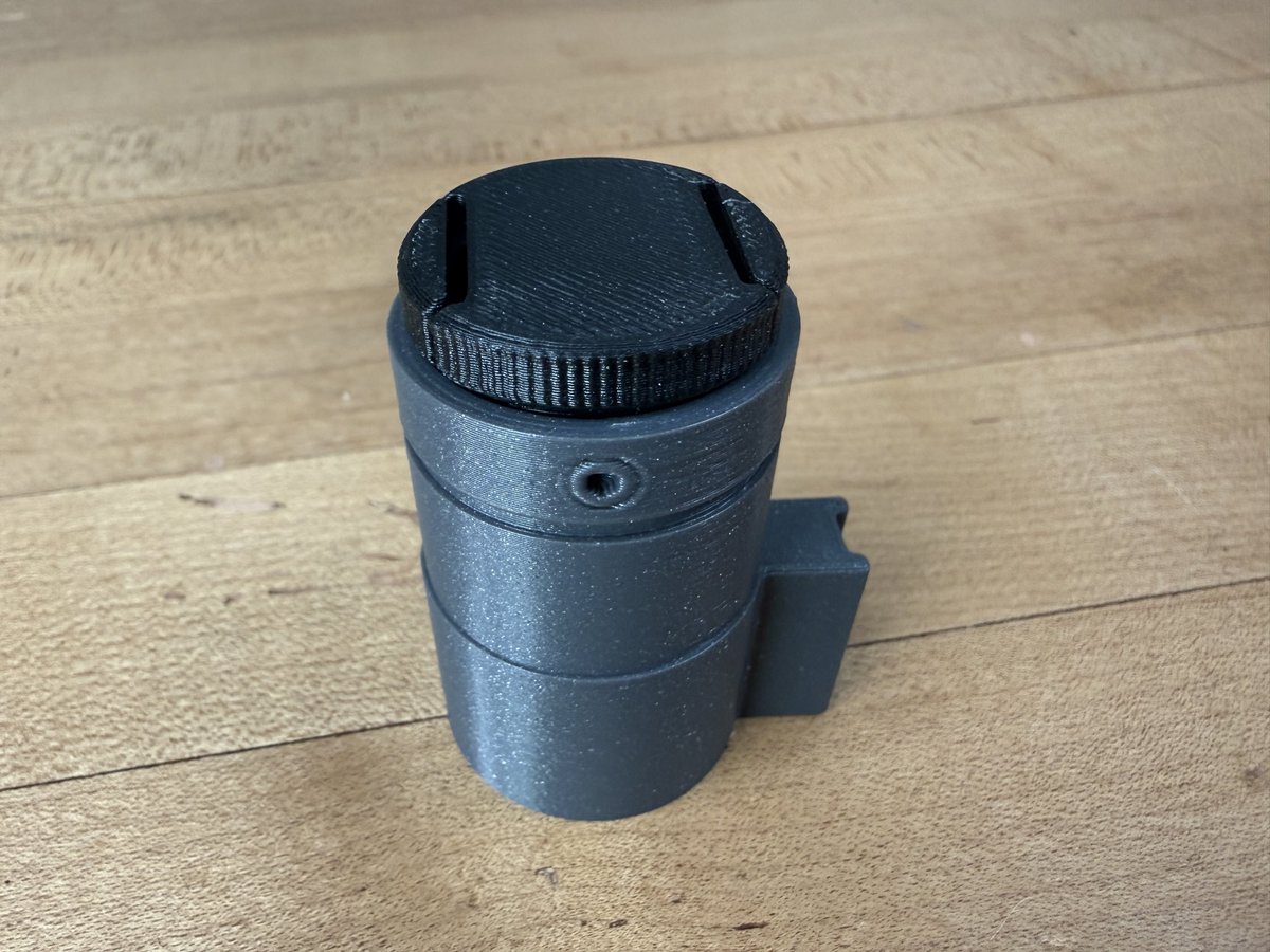 Four major iterations. The first one, didn’t have a release button. The second had to be flipped so the detent could be printed flat without supports. The guide rails on the third were not long enough so I had to nest them on the last version.  Now it’s done! 🎉