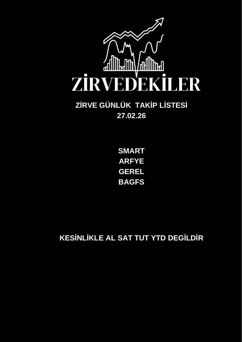 ÜCRETSİZ TELEGRAM KANALI
t.me/+_zbq9j8zTOlmN…

27.02.26 Günlük takip listesi 

#SMART 
#bagfs 
#gerel
#ARFYE