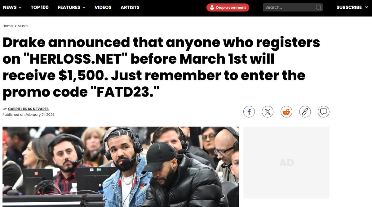 shorstmans's tweet image. La plateforme officielle de Drake est désormais active, avec des codes promo réservés à ses fans.
Site web : herloss.net
Codes : FATD23, AUBREY
Utilisation possible sans restriction d’appareil ou d’adresse IP.

#ATABVB #GIOLUNA #INHERITANCE #RIVALRY #nexusUSDX #RMABEN