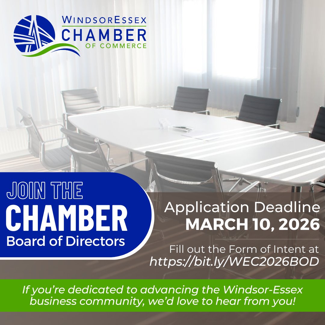 WERCofC's tweet photo. Be a catalyst for change in Windsor-Essex!

@WERCofC is inviting visionary leaders to join our Board of Directors. If you’re driven to support local businesses and foster regional growth, we want your voice at the table.

👉 Apply now at https://t.co/2i7XdJfFQy https://t.co/oBlGVhPbUK