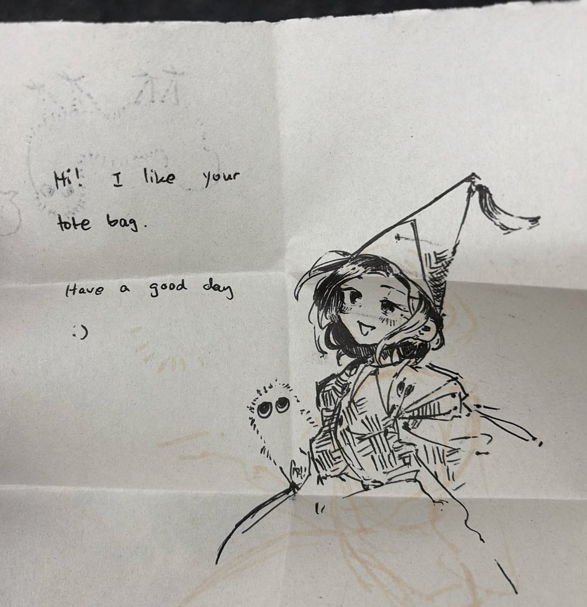 billiebrambles's tweet photo. i was on the subway to work this morning and a very sweet person gave me this beautiful drawing bc they saw my witch hat bag!!! 🥲 https://t.co/E85ZggD7Or