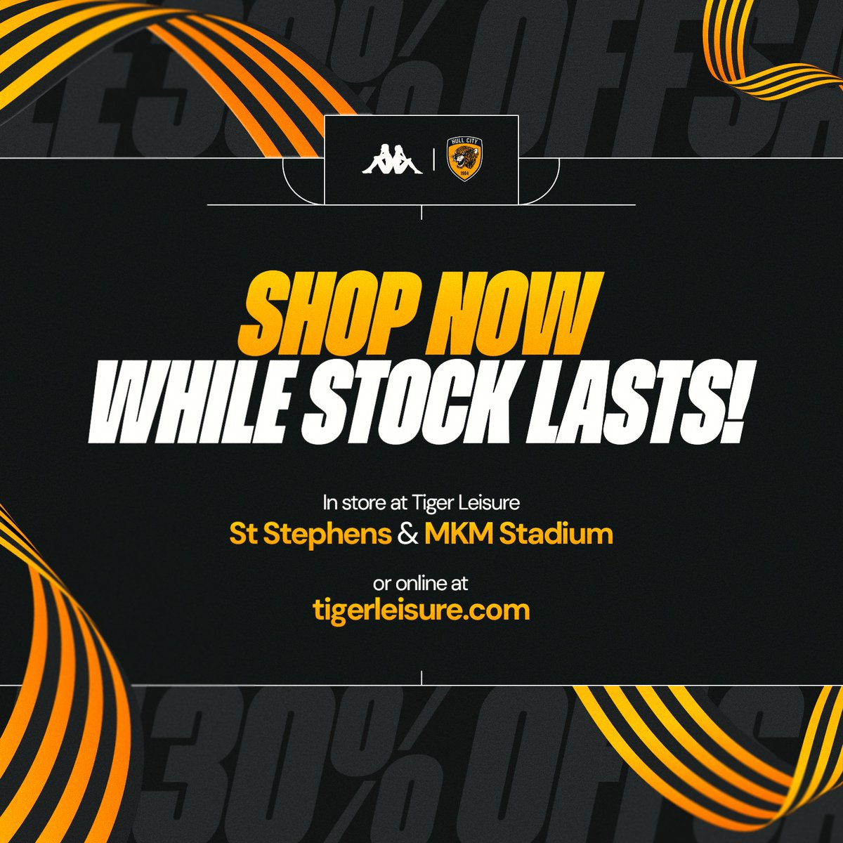HullCity's tweet photo. The sale is on at Tiger Leisure! 🛍️ 

Shop now 👇 

#hcafc