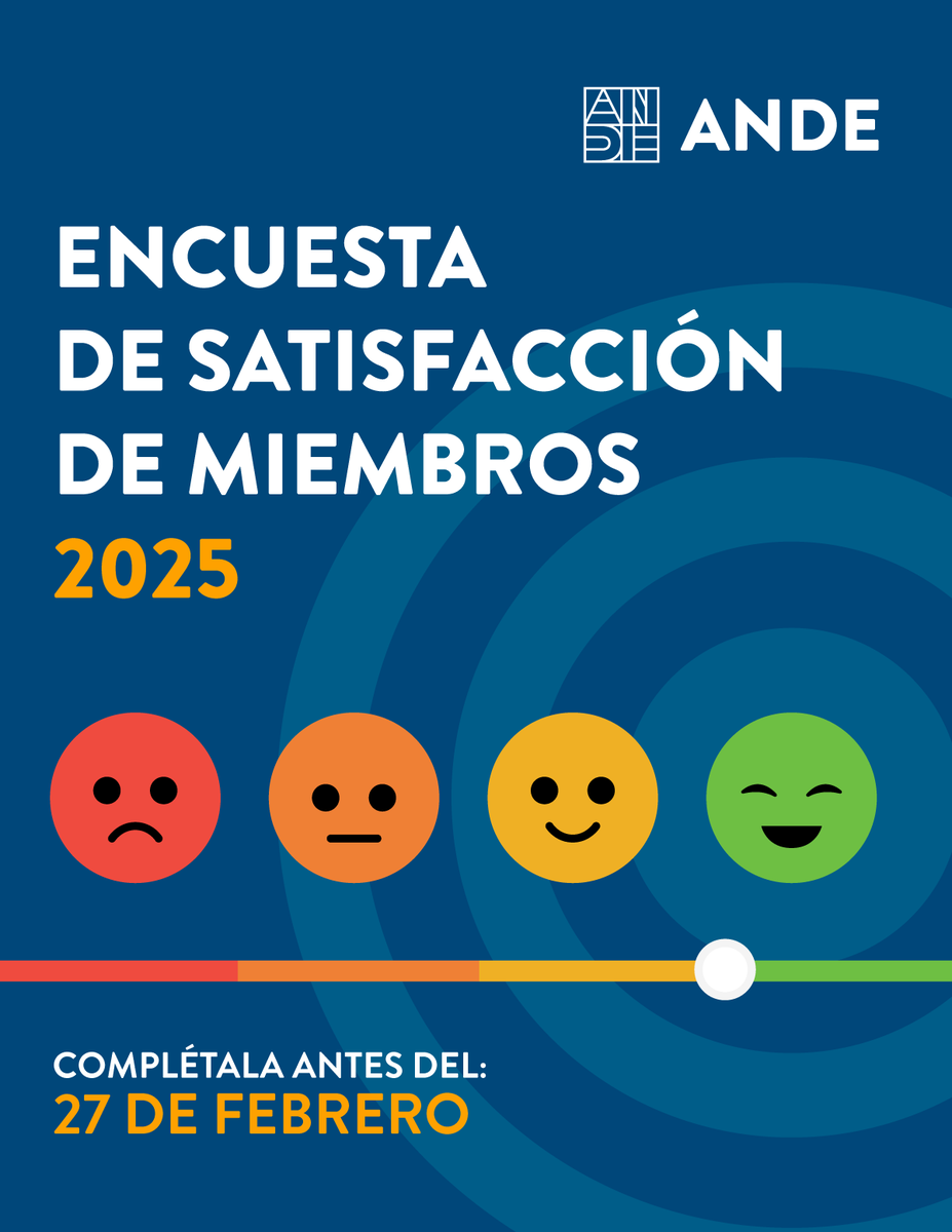 ANDE_Latam's tweet photo. #RedANDE 💬 
¿Qué deberíamos hacer más y hacerlo mejor? Su feedback nos ayuda a fortalecer la red.
 
Además, al completarla participan por premios, incluyendo descuentos para nuestra conferencia anual.
 
Responde aquí 👉 https://t.co/tCRjBnTPTD https://t.co/w9dPiCV6kq