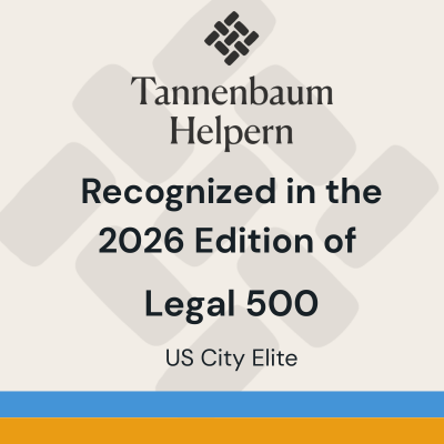 Tannenbaum Helpern and 11 partners have been recognized in Legal 500’s 2026 US City Elite rankings. The Firm was recognized for Real Estate, with attorneys across multiple disciplines individually honored for excellence. hubs.la/Q044Tt370