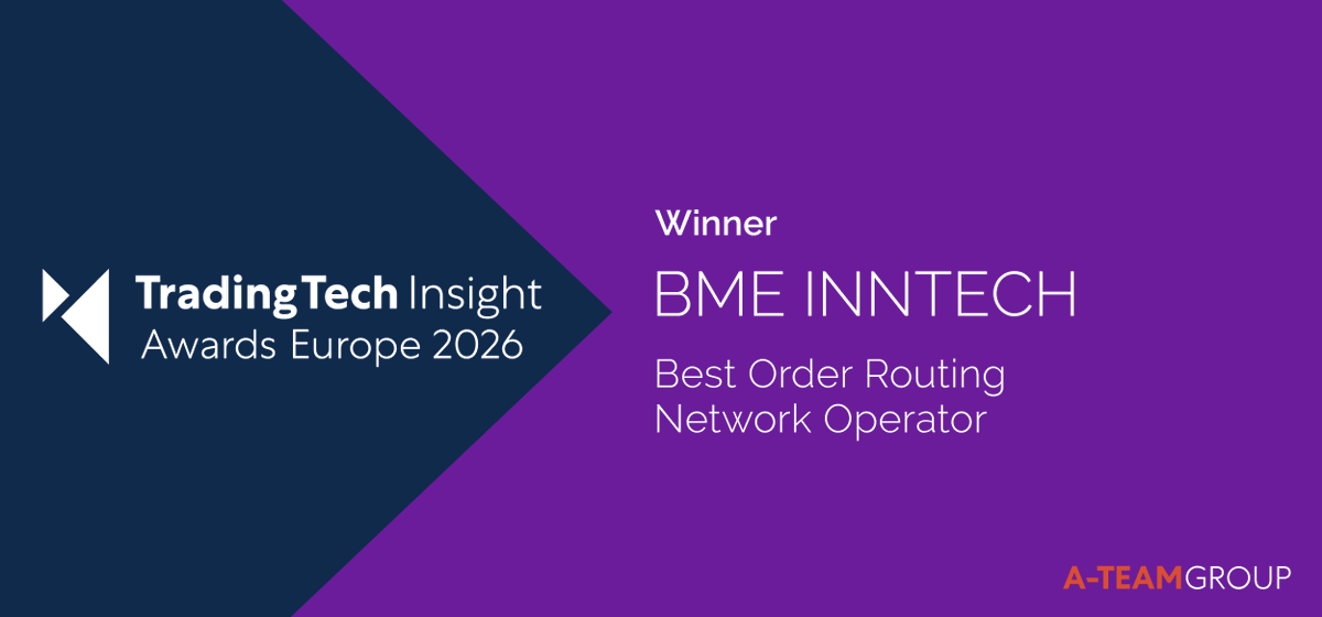 TradingTechIns's tweet photo. Congratulations to @BolsaBME Inntech; winner of Best Order Routing Network Operator in the TradingTech Insight Awards Europe 2026!  

All winners: https://t.co/bxwABA7l53

#TTIawards #TradingTech #OrderRouting #NetworkOperator https://t.co/3o3sQ1mFgp