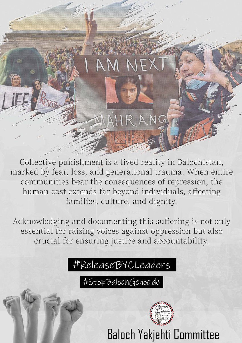 Collective punishment is a lived reality in Balochistan, marked by fear, loss, and generational trauma. When entire communities bear the consequences of repression, the human cost extends far beyond individuals, affecting families, culture, and dignity. 

Acknowledging and