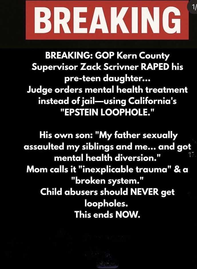 Suzierizzo1's tweet photo. Another Republican doing dirty deeds and this one was Kern County Supervisor Zack Schriver who raped his own pre-teen daughter and then used a Epstein loophole to stay out of jail! 🤬🤬 https://t.co/uwMO2vm3nK