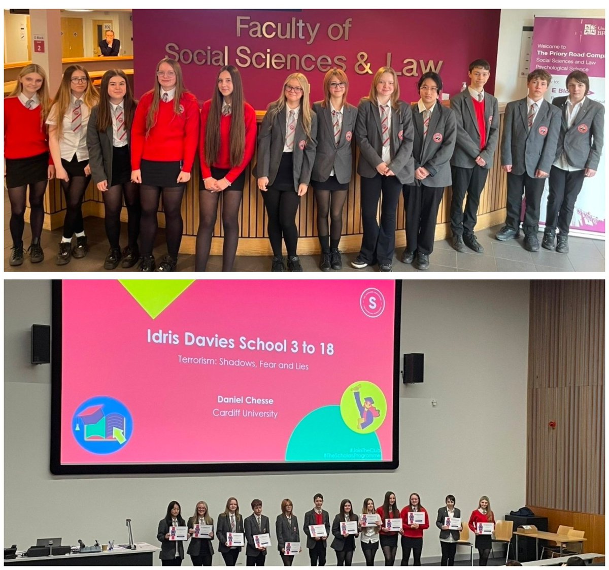 IDS3to18's tweet photo. Year 9 seren pupils have visited the prestigious University of Bristol today. 

They have graduated from the Brilliat Club programme. 

Tackling a challenging project titled Terrorism: Shadows, fears and lies! 

#EverypupilEveryopportunityEveryday #theIDSway https://t.co/W9Hktrmsaf