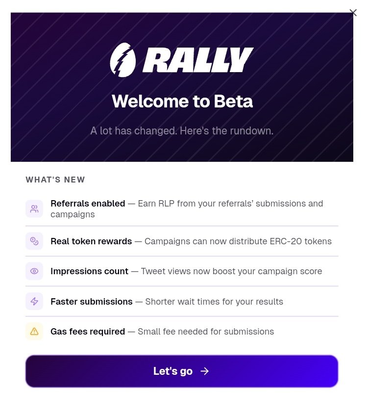 would you embrace a much more structured infofi era?

Rally Beta is officially live, a massive structural shift for web3 social marketing, giving every creator a fair chance to earn from their genuine contributions

an evolution in how value flows between projects to the creators