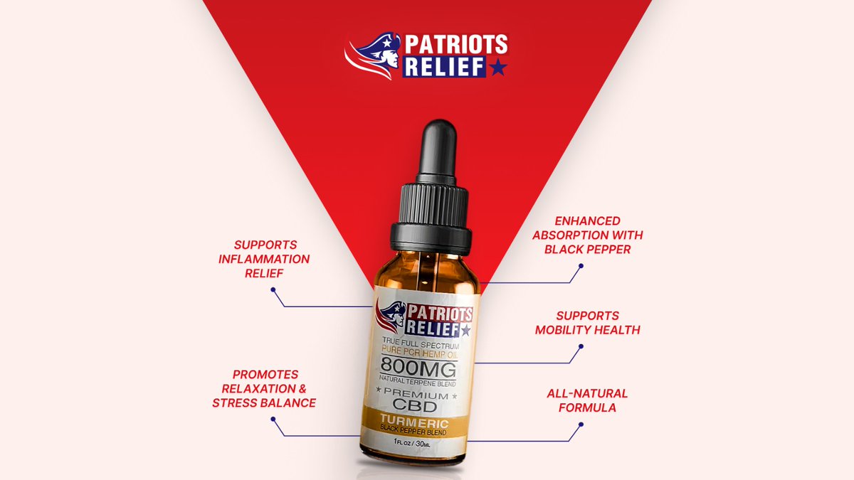 PatriotsRelief's tweet photo. Strength meets nature.

Our 800MG Premium CBD Turmeric Blend features full-spectrum hemp extract + turmeric &amp; black pepper for enhanced absorption.

Crafted to support mobility &amp; everyday wellness.

No shortcuts. Just quality.

#PatriotRelief #CBD #Wellness https://t.co/0LwrIVfWqi