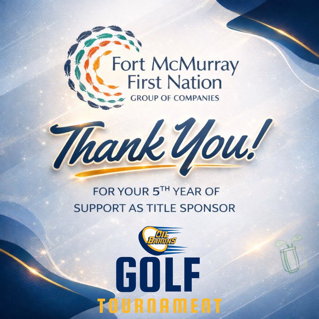 Today we proudly recognize Fort McMurray First Nation Group of Companies as we celebrate their 5th year of support as Title Sponsor of the Oil Barons Golf Tournament.

Thank you for your continued partnership and commitment to our organization and community!