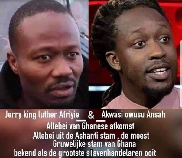 Cinasita's tweet photo. @Nieuwsvandedag_ @jasminevandijk_ @wierdduk Waarom woont Jerry Afriyie hier? Is er oorlog in Ghana? Afstammeling van de Ashanti slavenhandelaren komt ons vertellen dat we racisten zijn. We geven hem nog een podium ook. De man is ook nog een zelfverklaarde homofoob. Hij leeft van subsidie #nieuwsvandedag #Februaristaking https://t.co/F7GzN9lHKj