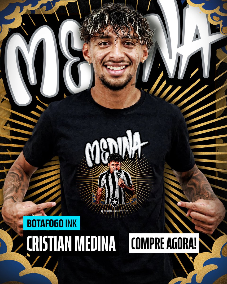 Botafogo's tweet photo. CRISTIAN NA BOTAFOGO INK! 5️⃣⭐️

A coleção do MEDINA chegou, Família Botafogo! Acesse https://t.co/pTJmLcIops, confira as peças disponíveis e garanta a sua! 😎🇦🇷 #BFR https://t.co/bJaJsxRytj