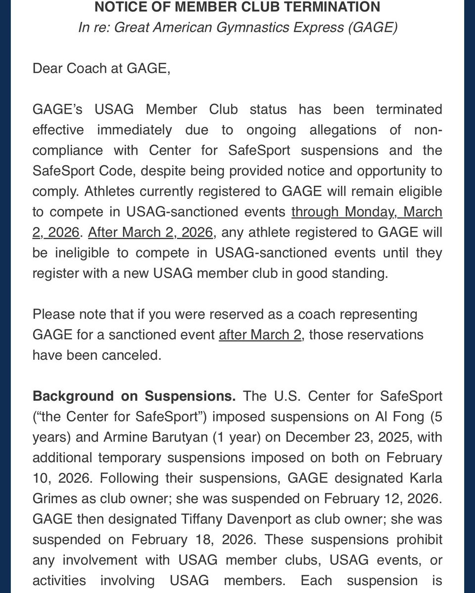 kmkeirns's tweet photo. As gymcastic has posted the Gage Termination... Here is the letter. https://t.co/ZMXYW5Kxk3