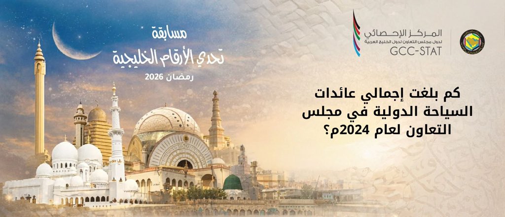 GCCStat's tweet photo. سؤال اليوم: #تحدي_الأرقام_الخليجية 

كم بلغت إجمالي عائدات السياحة الدولية 
في مجلس التعاون لعام 2024م؟

📝 شروط المشاركة:
✅ كتابة الإجابة في التعليقات
✅ متابعة الحساب 
✅ منشن صديق
✅ إعادة النشر 

🛎️ ينتهي الفرز على الفائز غدًا في نفس التوقيت.

#الإحصائي_الخليجي https://t.co/zn8IPkpL2h