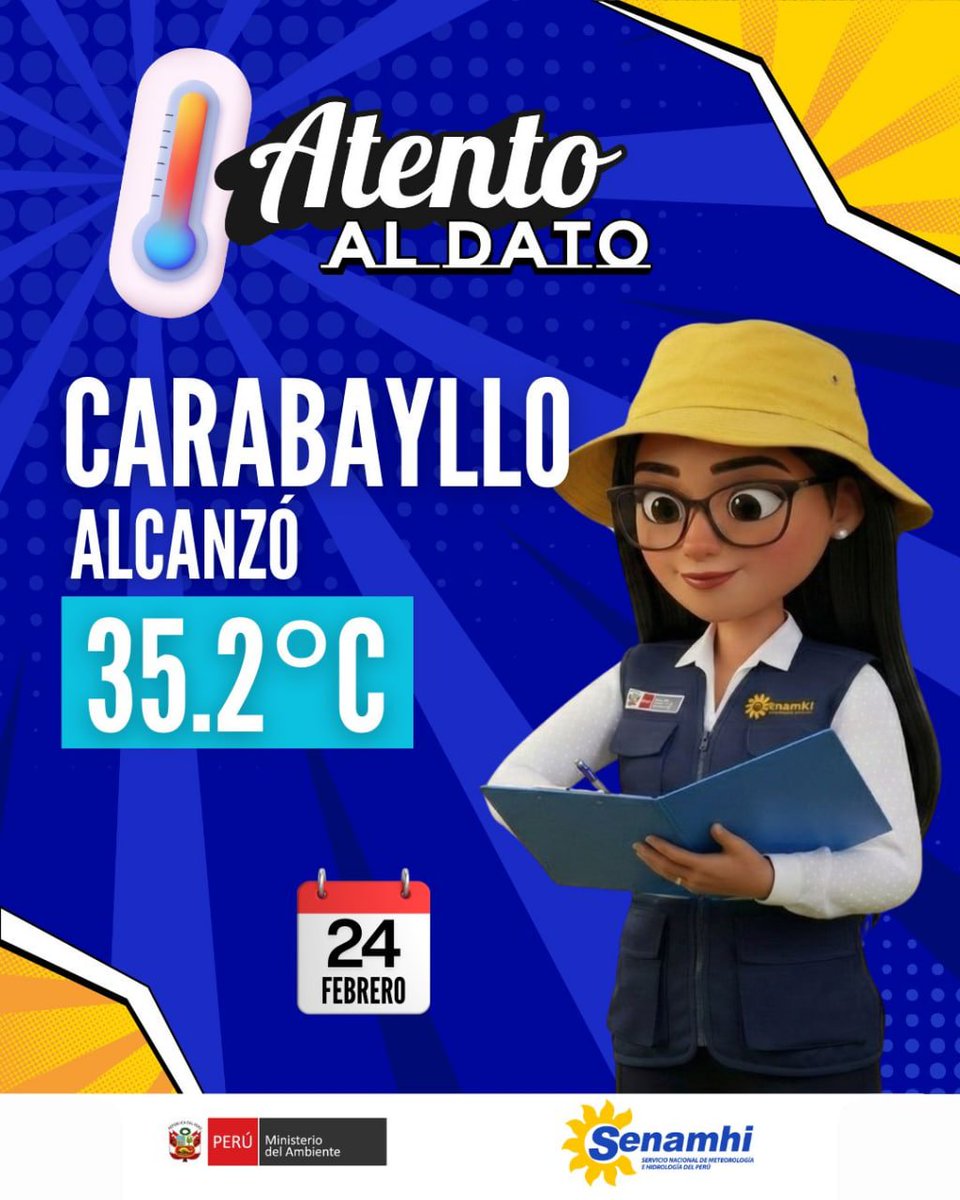 Si! Alcanzó 35.2°C. Empate de #RecordHistórico* de temperatura máxima observada en #Lima desde que hay registros.
#Carabayllo** ayer.

*El Record Histórico del 16.02.1998 fue en #LaMolina que hasta ahora alcanzó 34.5°C 
** Esa estación no existía en 1998.

#ElNiñoCostero