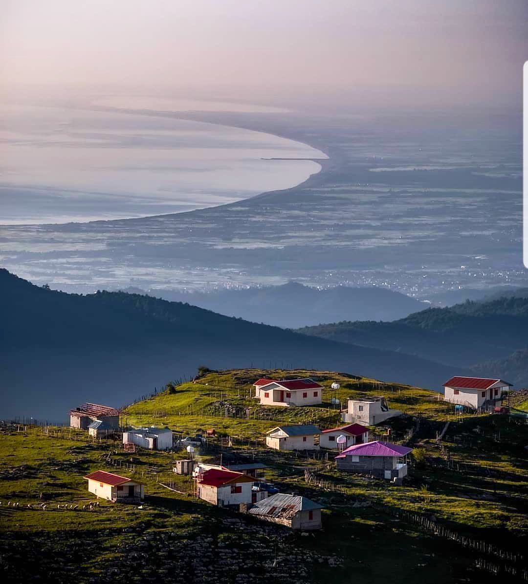 View of the Caspian Sea from an Iranian mountain village