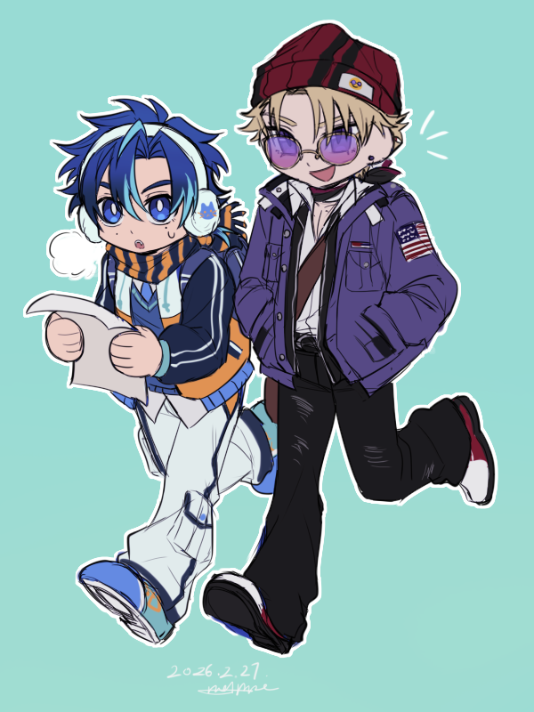 noyalike's tweet photo. I finally returned to the outfit concepts I'd been brewing for Justen. I've been daydreaming about their college dynamics, so I started building out an AU rooted in the “III” setting—and designed their looks from there.😌🎧🎸💙💜
#illusten  #SenasArt https://t.co/ygN1sfJ1R8
