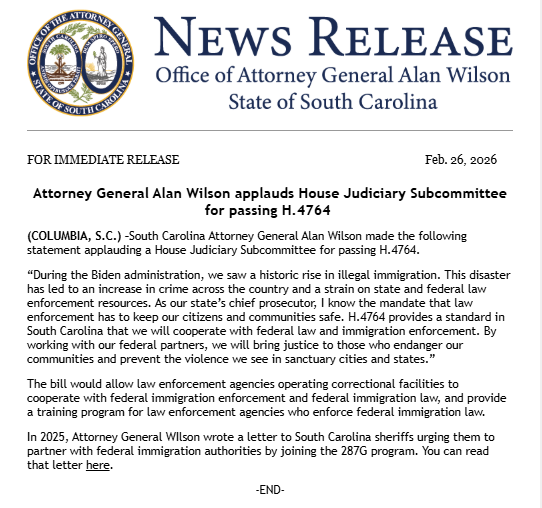 South Carolina Attorney General's Office tweet media