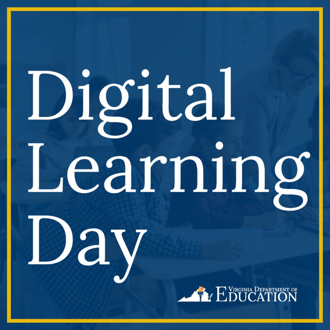 VDOE_News's tweet photo. Today is Digital Learning Day! Join us as we recognize Virginia educators who use technology in innovative ways to engage and strengthen the learning experiences of students. #DLDay #Technology
Learn more about technology education in the commonwealth: https://t.co/Fon2M7CPBv https://t.co/2fccqEeyqK