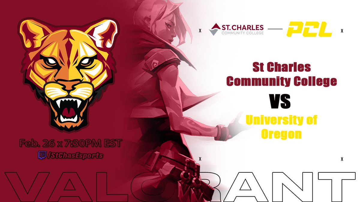 SCC_Esports's tweet photo. 🚨GAMEDAY🚨
🏆PLAYVS Ranked
🎮Valorant
📅Feb 26th
🕖7:30pm
🆚Uni. of Oregon

Tune into https://t.co/71Lx8NHmtL and cheer on SCC!

#Valorant #StChasEsports https://t.co/VW6FkBEQON