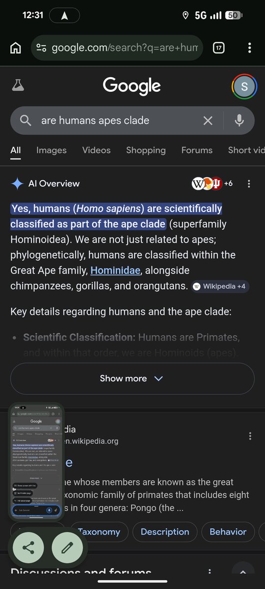 AmishIndy's tweet photo. @GoldenAgeUnfold Yes they are, just like all humans.  

If Birds are dinosaurs, then humans, no matter the phenotype, are apes. https://t.co/j1CvCcJe7p
