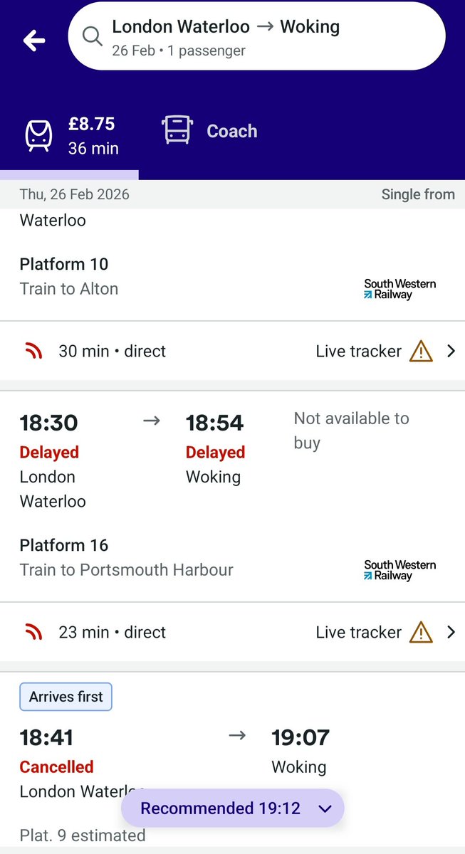 CallumSimp36480's tweet photo. @SW_Help Trains to Woking are also all cancelled and delayed?? https://t.co/rM8B3ItkXl