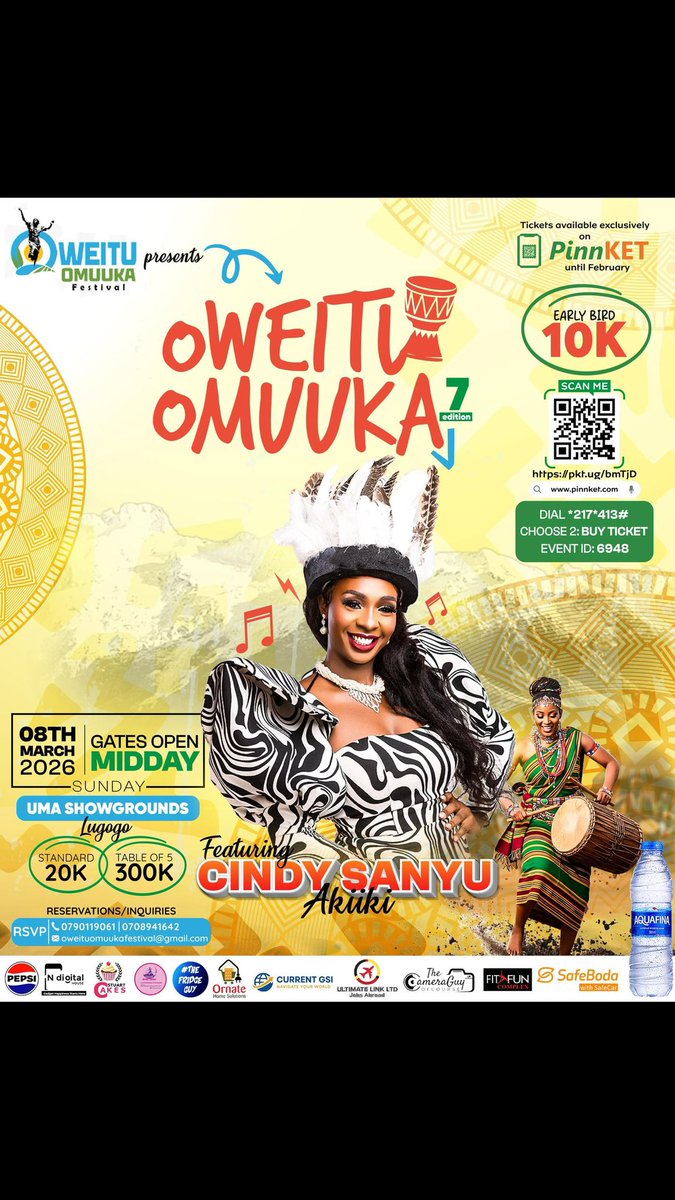 REAKING 🔥🔥🔥

Akiki wa Bunyoro herself, Cindy Sanyu is officially performing at Oweitu Omuuka!

📍 UMA Show Grounds
🗓 8th March

Culture, energy, and pure fire on stage. Don’t miss this one!

#OweituOmuuka26
