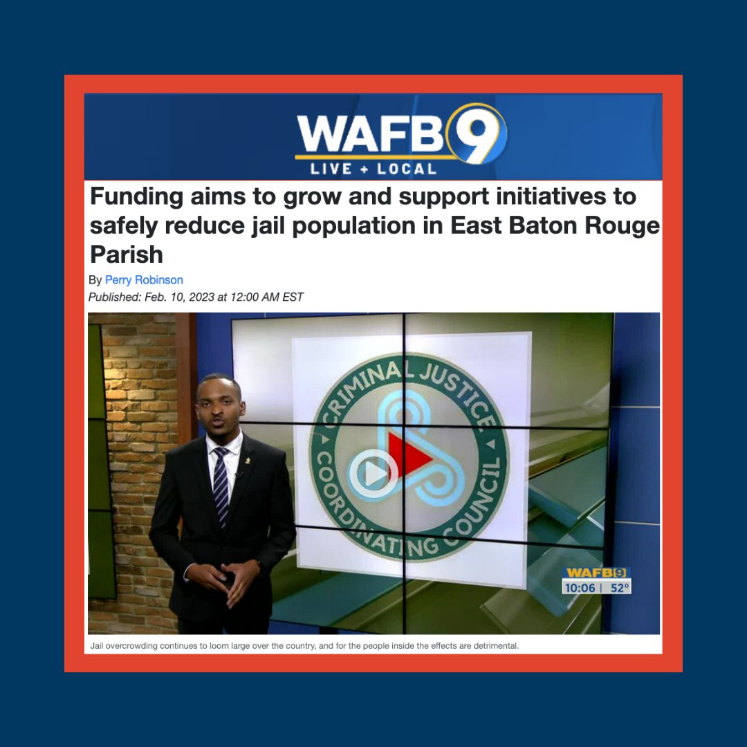 safety_justice's tweet photo. 📰 SJC in the news: @WAFB reported on how SJC funding helped East Baton Rouge Parish grow programs to safely reduce their jail population. #SJCLegacy https://t.co/ANwyL4yPu4