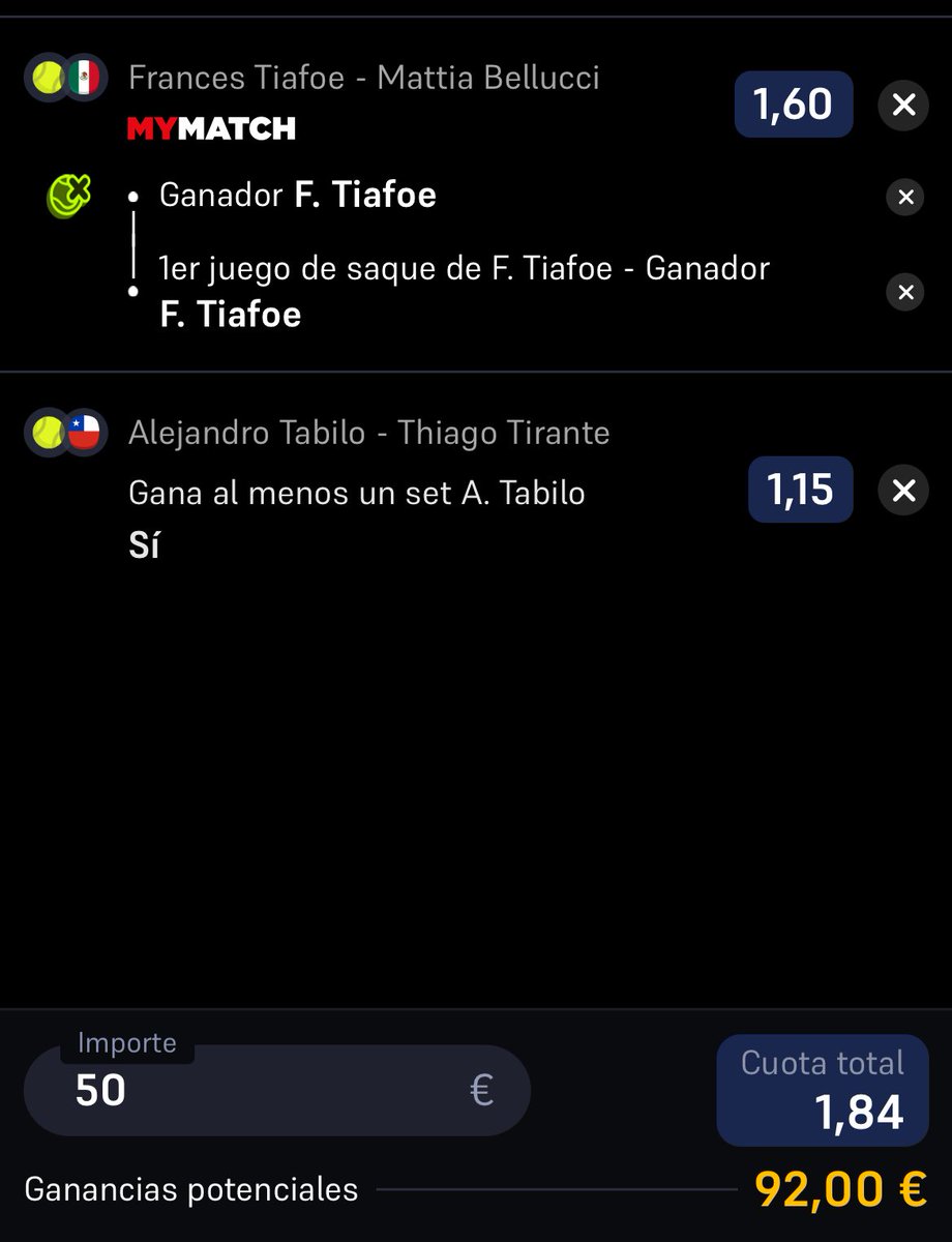 Cabezabets's tweet photo. PRIMERA APUESTA DEL CANAL!!

STAKE 5‼️

Frances Tiafoe - Mattia Bellucci 
(ATP Acapulco 🇲🇽)
👉 Frances Tiafoe gana el encuentro 
👉 Frances Tiafoe gana su primer juego de  Servicio 

Alejandro Tabilo - Thiago Tirante
(ATP Santiago 🇲🇽)
👉Alejandro Tabilo gana al menos un set https://t.co/V7wYQ96B9Z