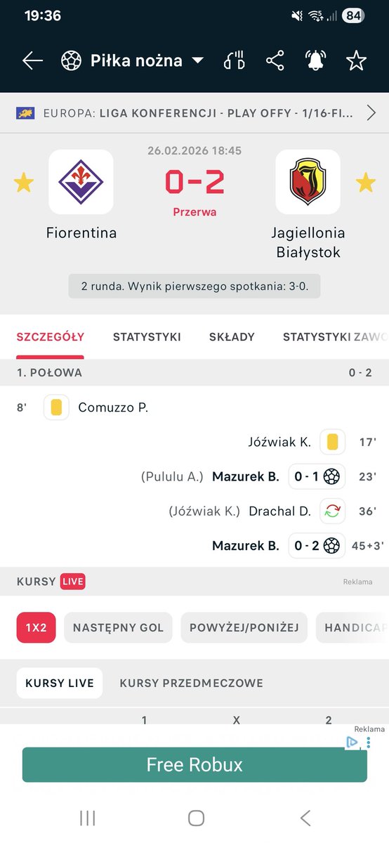 Ależ Mazurek rozgrywa dzisiaj zawody! Brawo Jagiellonia 👍👍👍