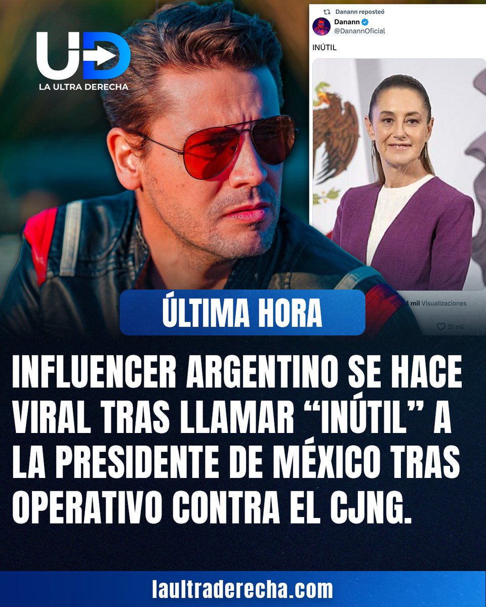 🇦🇷|🔥#VIRAL El influencer argentino y ganador del Premio Martín Fierro Digital, <a href="/DanannOficial/">Danann</a>, arremetió contra la presidente de México y se hizo rápidamente viral en redes sociales tras escribir, una vez más en su cuenta de Twitter, un simple adjetivo: “inútil”.