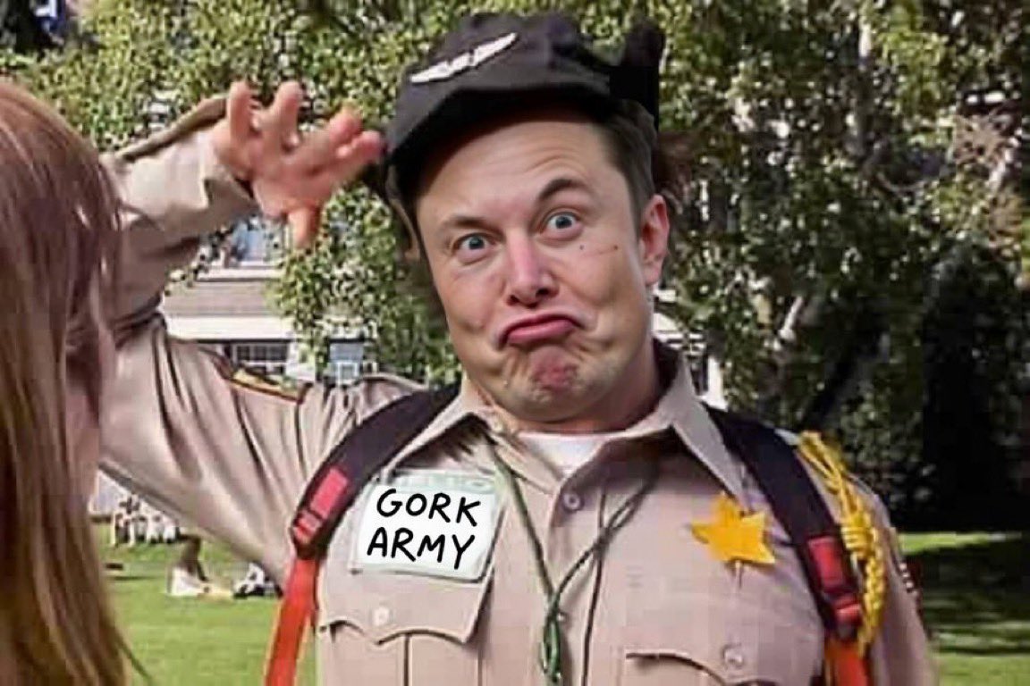 <a href="/elonmusk/">Elon Musk</a> <a href="/JessePeltan/">Jesse Peltan</a> Join the Gork Army Elon