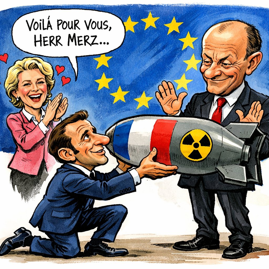 ThomasJoly732's tweet photo. Emmanuel Macron s'apprête à accomplir lundi prochain l'ultime trahison : partager notre dissuasion nucléaire avec l'Allemagne.

Cette grave atteinte à la souveraineté nationale est un motif solide pour lancer une procédure de destitution du Président de la République prévue par l’article 68 de la Constitution.

Même les mollassons du RN semblent partants sur ce coup-là. Mais encore faudrait-il que deux tiers des parlementaires votent cette destitution pour qu'elle aboutisse, ce qui est loin d'être acquis vu leur courage légendaire...