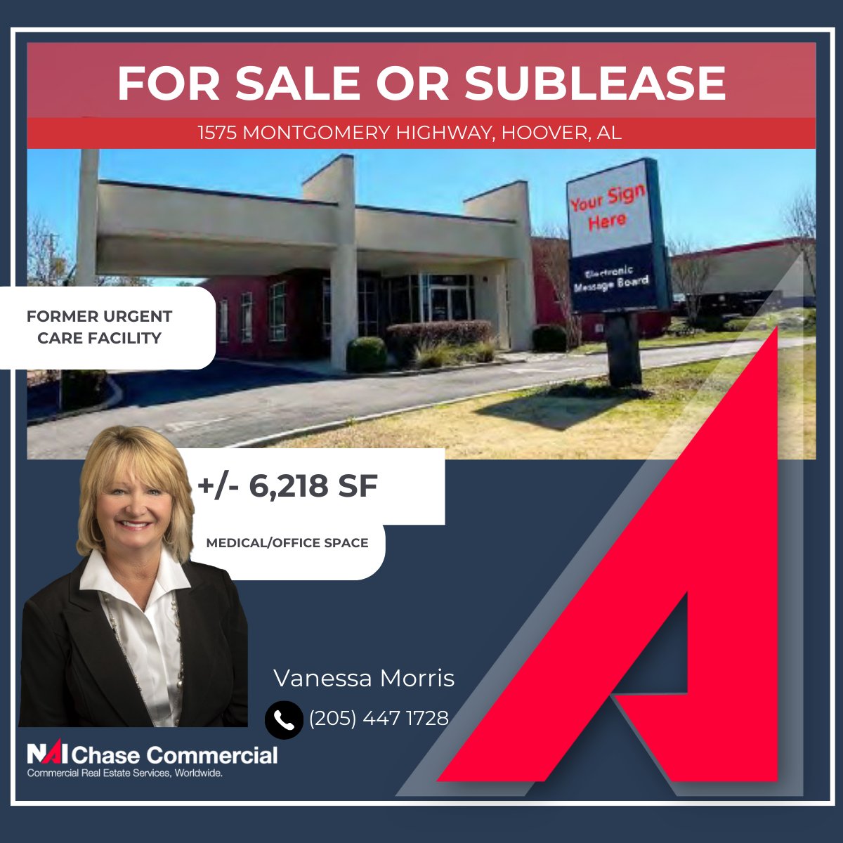 NAIChase's tweet photo. 1575 Montgomery Hwy, Hoover — available for SUBLEASE or FOR SALE!
Perfect medical/office location.

📞 Contact Vanessa Morris at (205) 447-1728
🔗 https://t.co/s3skKUtKhy https://t.co/VpEm9XPO92