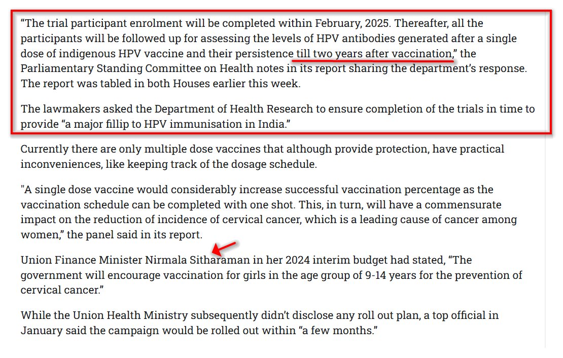 x13x33's tweet photo. #Cervavac #seruminstitute #HPV 

Donation - #gatesfoundation

News - 13 March 2025

Enrollment End: Feb 2025.

Mandatory Follow-up: 24 months (two years) to check if the antibodies actually last.

Feb 2025 + 24 months = Feb 2027. https://t.co/9ya5kMmoO2