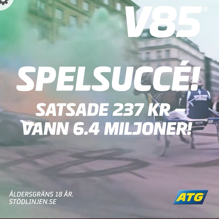 🌟V85 Axevalla jackpot 45 miljoner start 16.10 🌟
💙Vinnarkallens andelar 120 - 500 kr
atg.se/butik/69ansspe…

Härligt omgång på skaraslätten till helgen där Axevalla håller i V85 omgången.

227 m långt upplopp för att de gäller att hushålla med krafterna hela vägen.