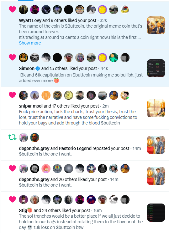 Don't think theres any other community right now that goes as hard as $buttcoin