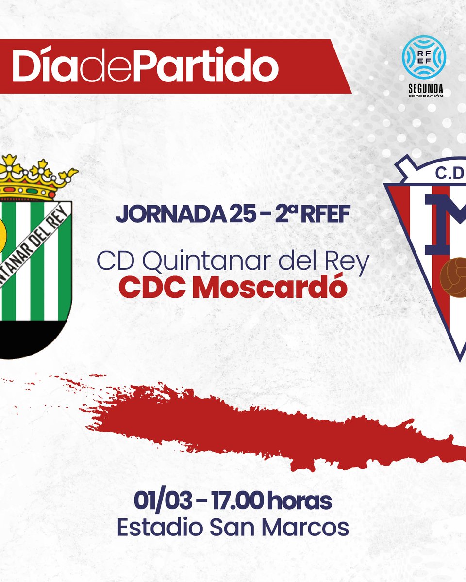 ¡JORNADA 25!

📅 Domingo 1
⚔️ <a href="/cdquintanardrey/">CD Quintanar del Rey</a>
🏟️ Estadio San Marcos 
⏰ 17:00

#elbarrioelegido❤️🤍