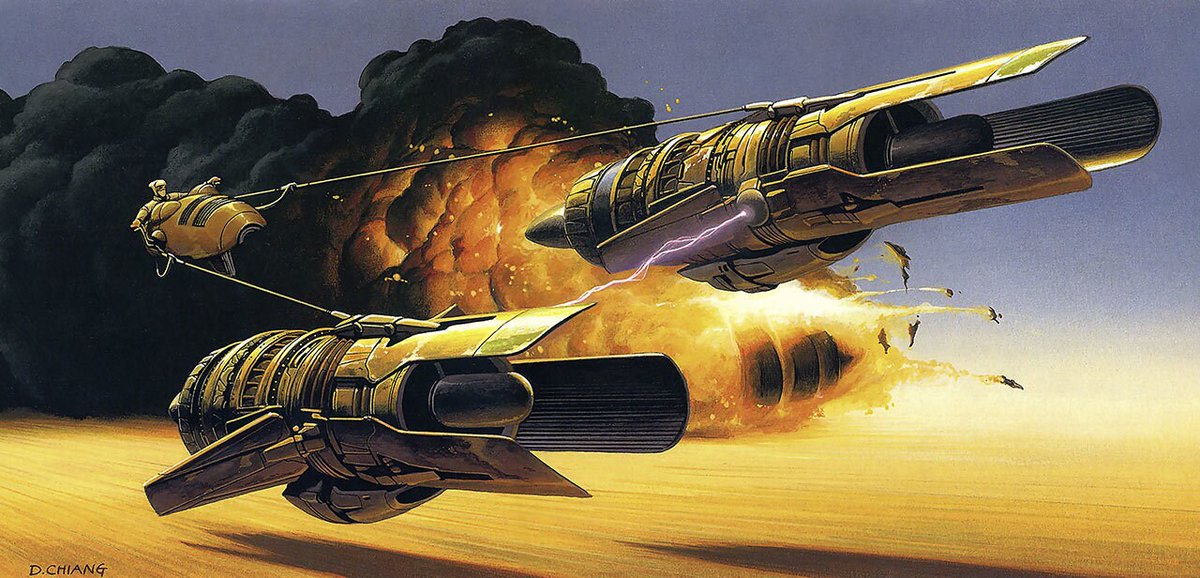 Now this is podracing! 

Podracer concept art from The Phantom Menace by Doug Chiang.