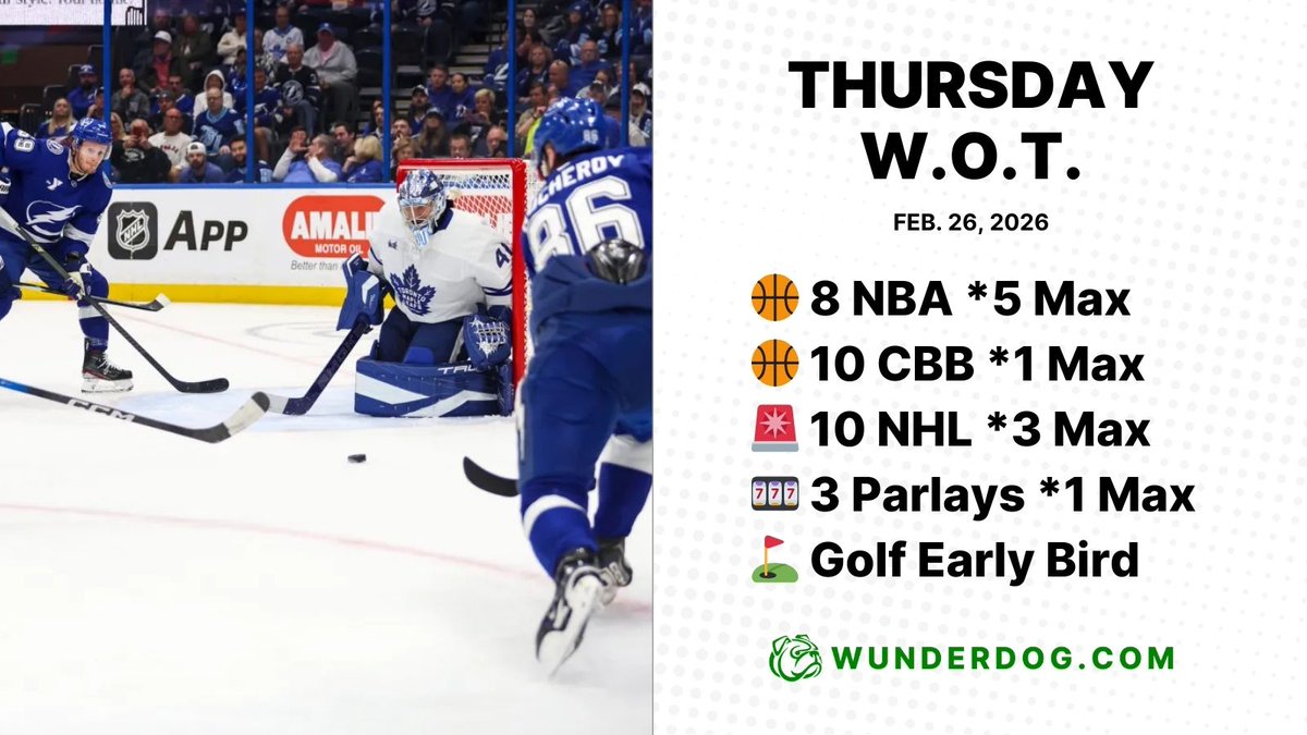 💎 10 MAX PLAYS READY... are you?

🏀 8 #NBA *5 Max
🏀 10 CBB *1 Max
🚨 10 #NHLPicks *3 Max
🎰 3 Parlays *1 Max
⛳️ Golf Early Bird

Get today's best bets 
👇
bit.ly/3FHrjbf