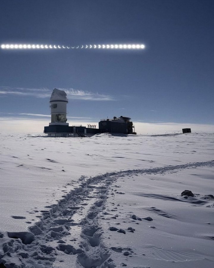 🚨: Insane view of recent Ring of Fire solar eclipse from the edge of the world.

📍 South Pole Station, Antarctica