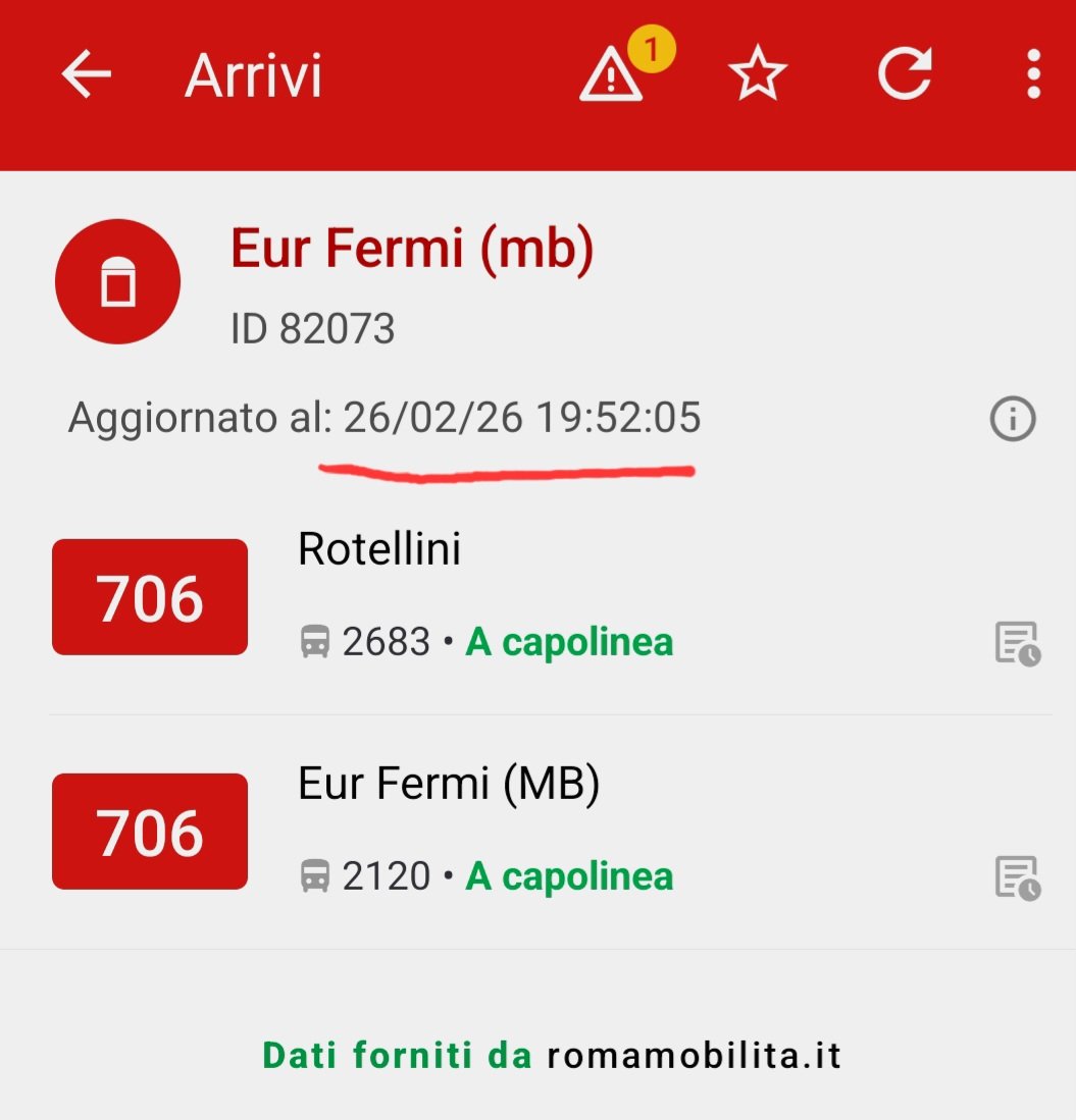 Attualmente il 706 gestito da #Atac passa ogni 40 minuti circa. La app con i dati di <a href="/romamobilita/">Roma Mobilità</a> dice che ci sono solo 2 vetture sulla linea. In teoria dovrebbe passare ogni 15 minuti.
Risposte dal committente del servizio? Perché pago l'abbonamento?