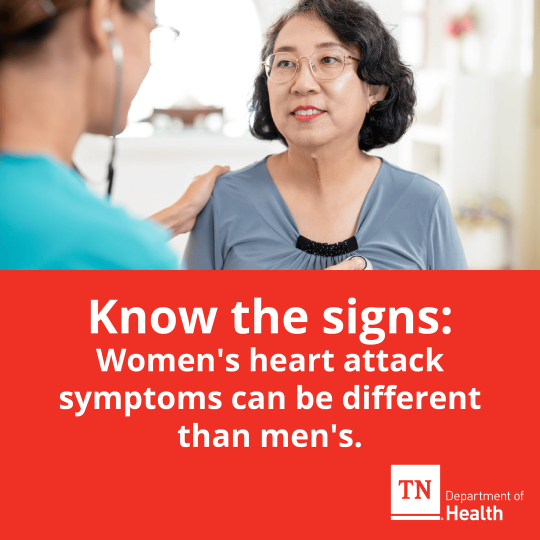 TNDeptofHealth's tweet image. Symptoms for women include:

❤️ Nausea
❤️ Back Pain
❤️ Extreme Fatigue or Dizziness

Your body might be trying to tell you something. Make sure you're listening.

#OurHearts #HeartMonth #HeartHealthy