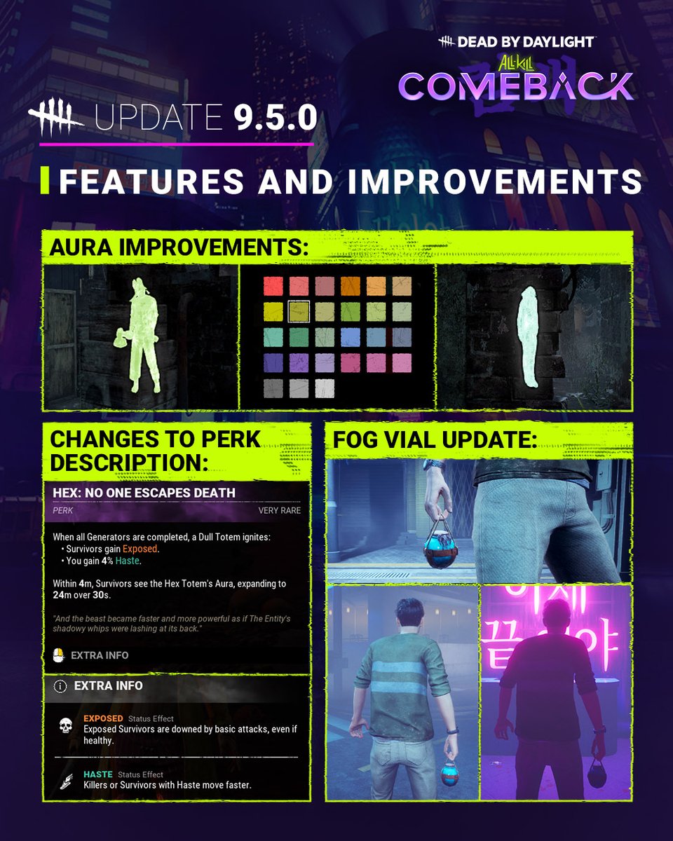 If you've given any of these new features a try in the 9.5.0 PTB, we want to hear from you! 👂 Share your thoughts below, or head over to the forums.

Feedback 🔗 dbd.game/4aR0oKO