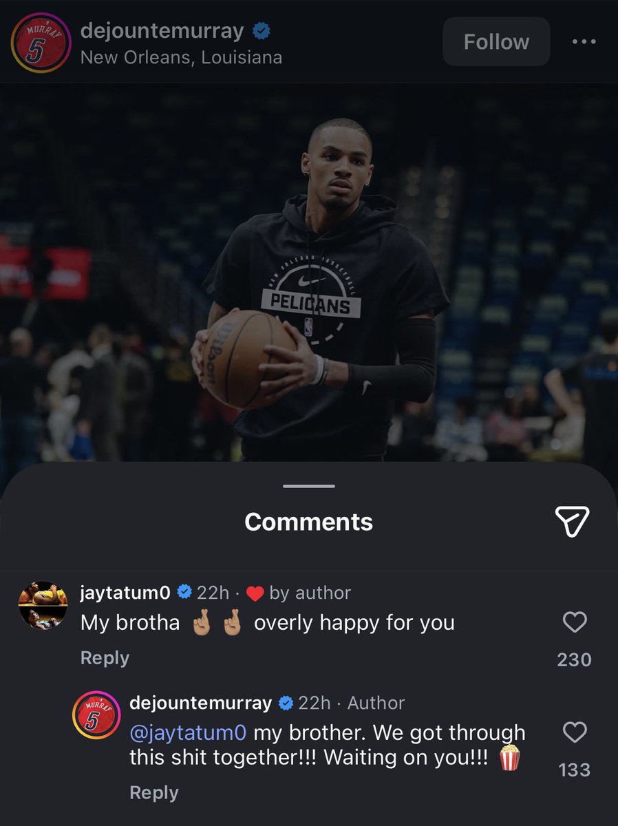 lockedupjb's tweet image. Dejounte Murray to Jayson Tatum on Instagram 👀