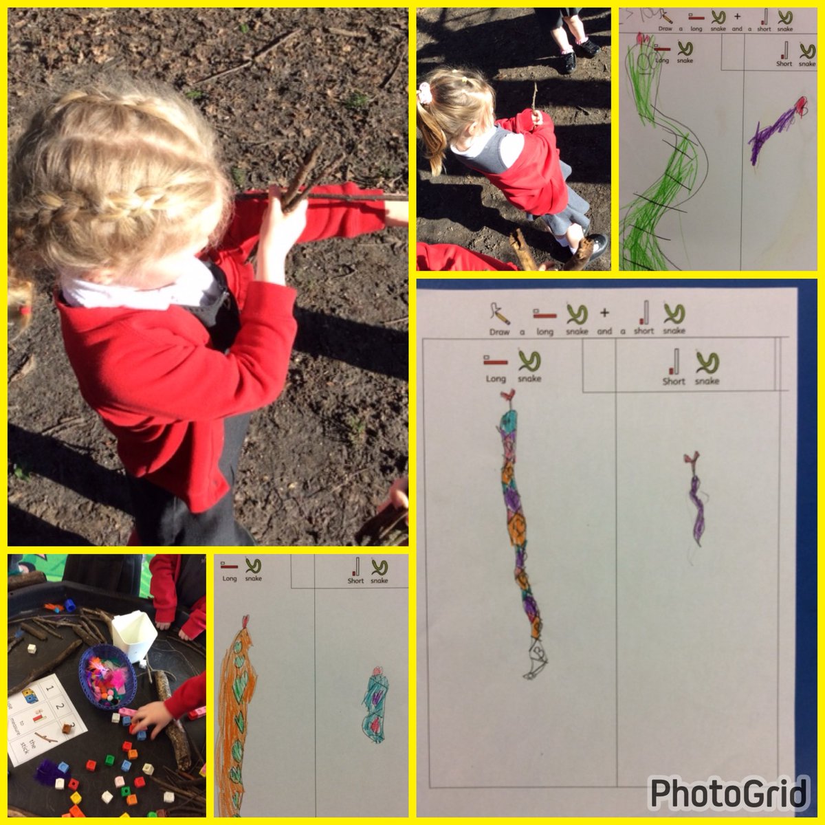 Our youngest children have been learning about measuring and length this week. They have been measuring anything and everything, everywhere  including outside in forest school! 😊