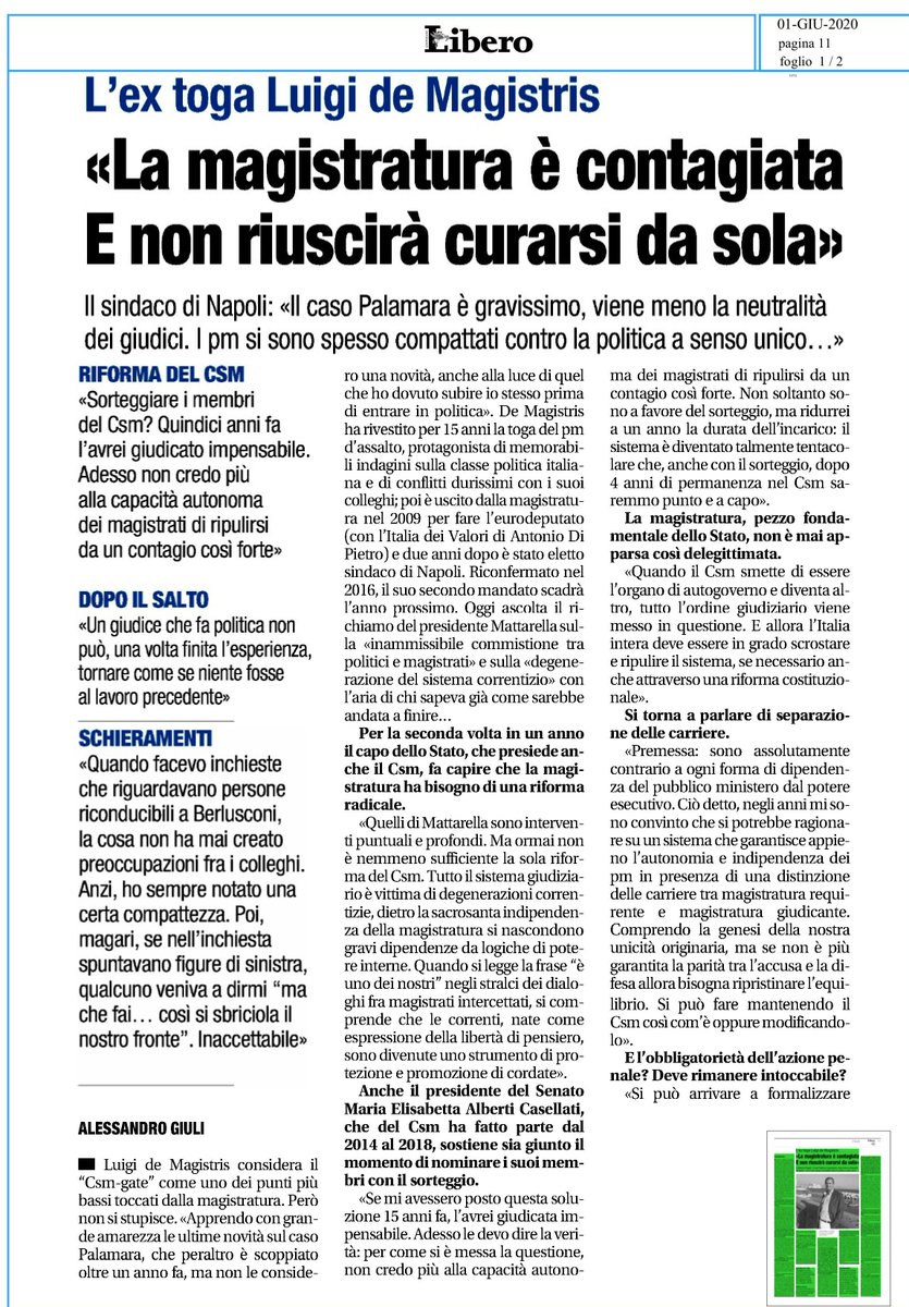 De Magistris oggi: "Voterò No, il governo vuole pm sotto l'esecutivo"

De Magistris, 1 giugno 2020: "Sì alla separazione delle carriere e al sorteggio". ⬇️

Coerente quanto il Pd