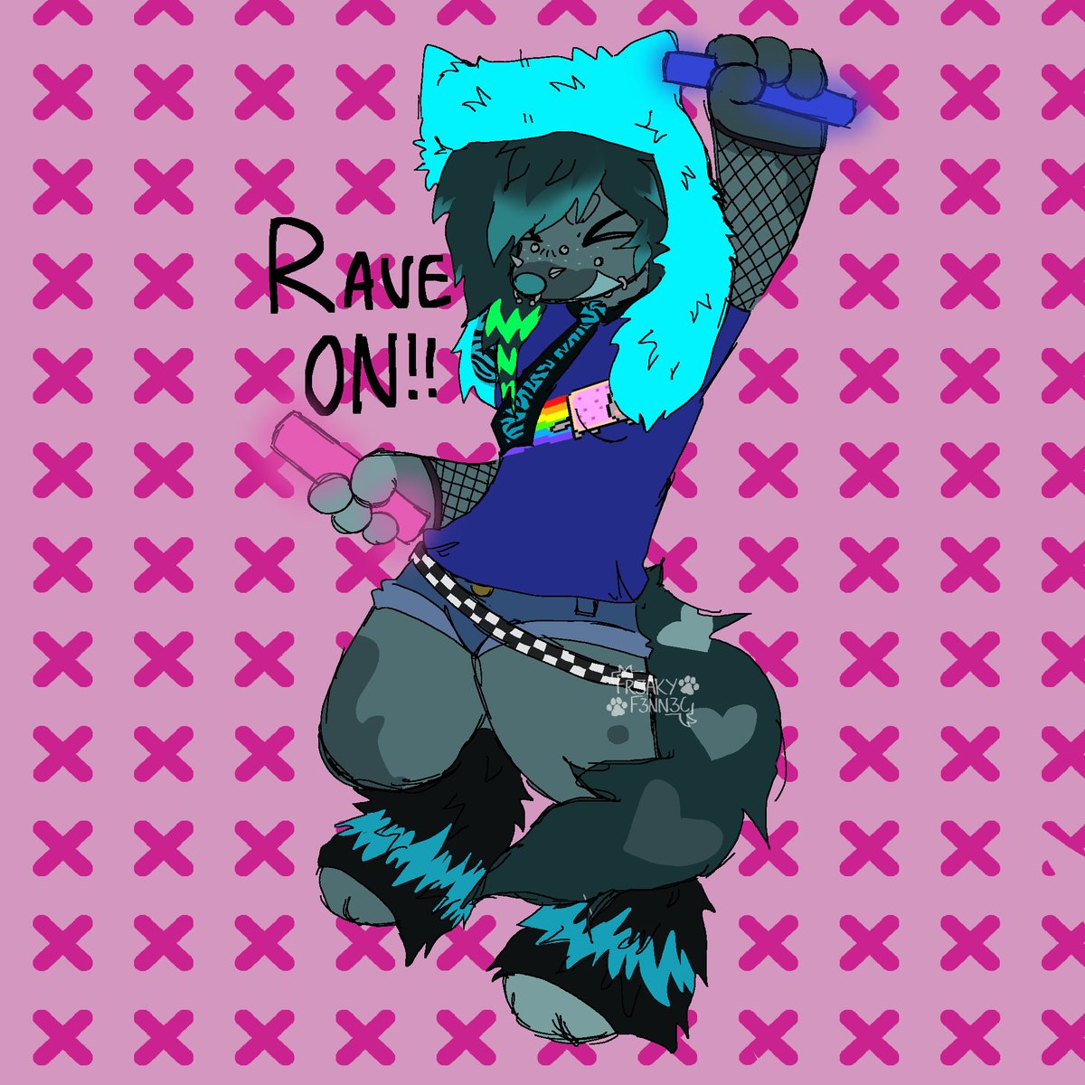 xFreakyFennecx's tweet photo. Last of the rave ych I did ‼️ https://t.co/KJJdw85Zzy