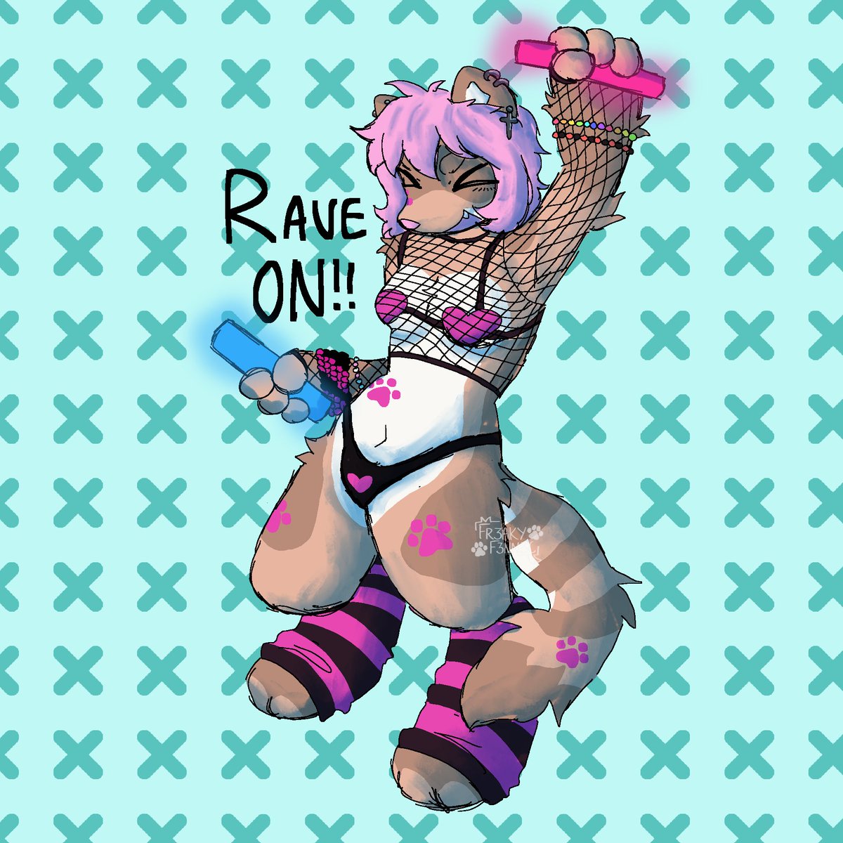 xFreakyFennecx's tweet photo. Last of the rave ych I did ‼️ https://t.co/KJJdw85Zzy